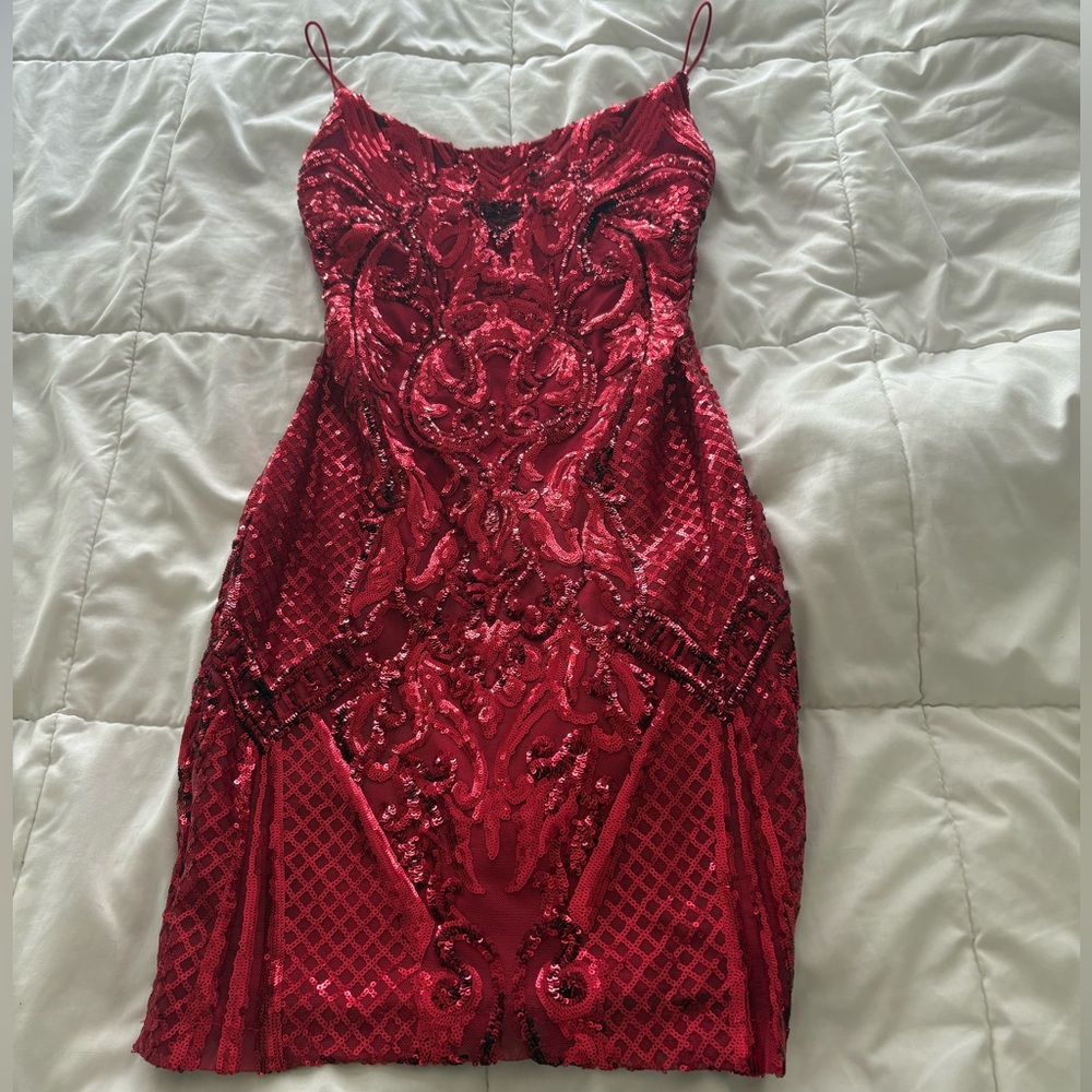 B Darlin Red Sequin Mini Dress